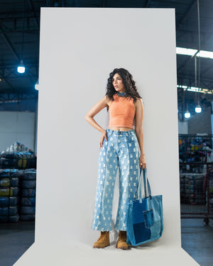 Laser Printed Wide-Leg Jeans