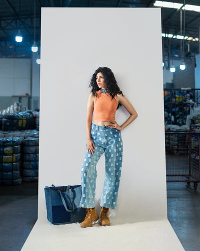 Laser Printed Wide-Leg Jeans