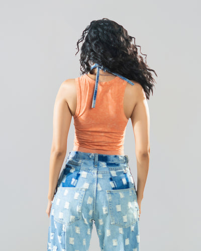 Laser Printed Wide-Leg Jeans