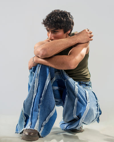 Striped Balloon Denim Jeans