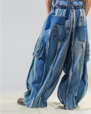 Striped Balloon Denim Jeans