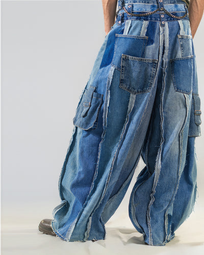 Striped Balloon Denim Jeans