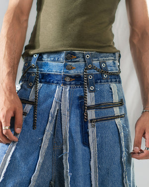 Striped Balloon Denim Jeans