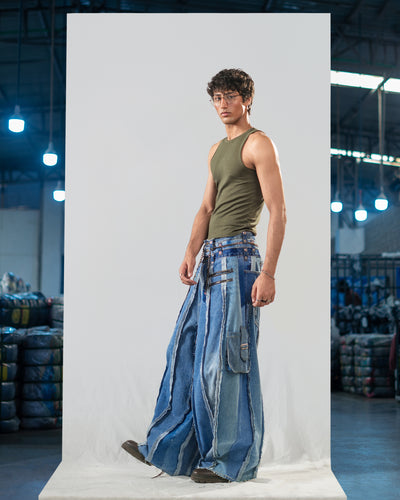Striped Balloon Denim Jeans