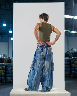 Striped Balloon Denim Jeans