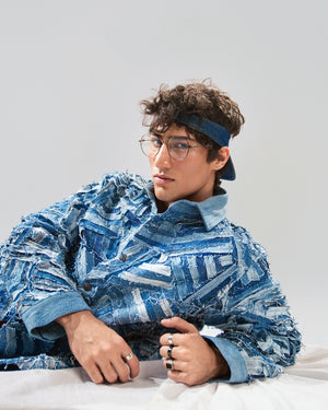 Strip-Patch Denim Shirt