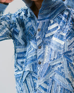 Strip-Patch Denim Shirt