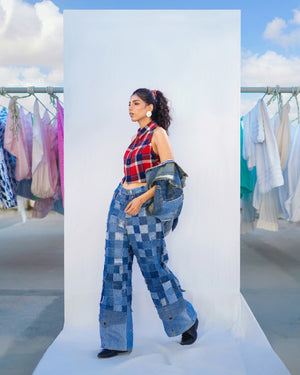Plaid Halter Crop Top