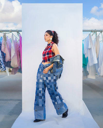 Plaid Halter Crop Top