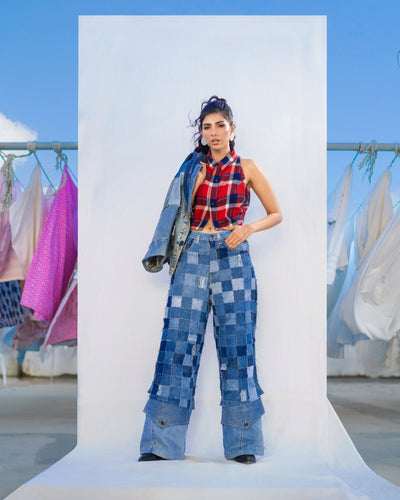 Plaid Halter Crop Top