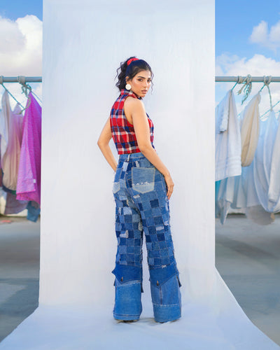 Plaid Halter Crop Top