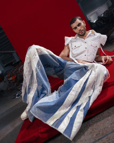 White Currents Wide-Leg Jeans