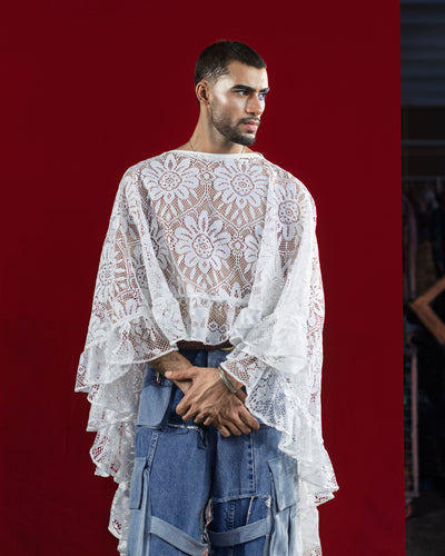 Ruffle Cape Poncho