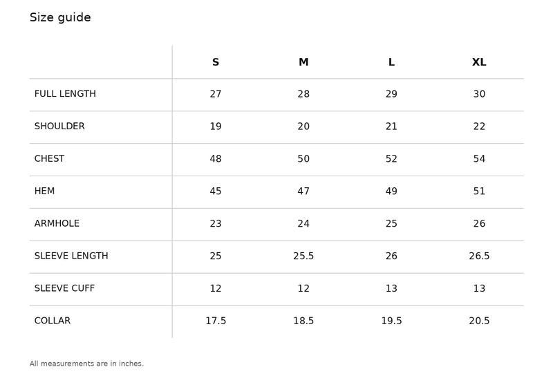 Buckle-Up Denim Jacket Size Chart