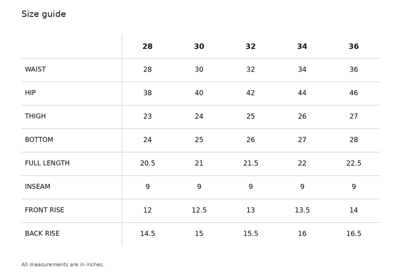 Cut Loose Jorts Size Chart